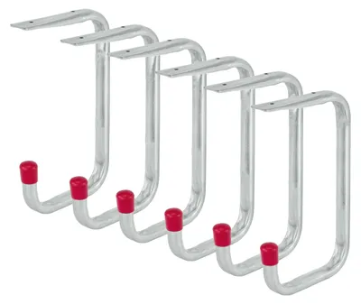 Productafbeelding van Wandhaken, ophanghaken, gereedschapshaken, garagehaken, hijshaken | Draagvermogen: 10 kg | Weerbestendig | Set van 6 stuks, afmetingen: 150 x 88 x 50 x 83 mm
