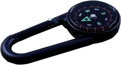 Productafbeelding van Sleutelhanger Kompas - Karabijn Kompas - Buiten Navigeren - Met Temperatuurmeter - 7.4 cm - Zilver