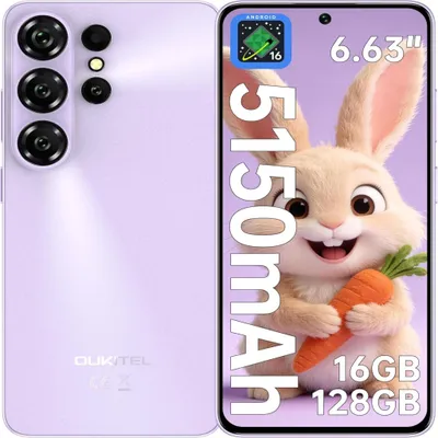 Image de OUKITEL C26 Smartphone Android 16, Téléphone Portable, 16 Go RAM (4+12) + 128 Go, écran 6,63 pouces 90 Hz, Caméra 13 MP, Violet
