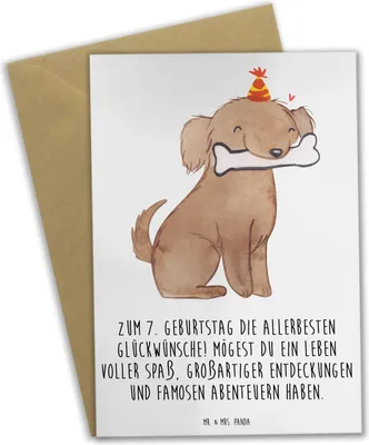 Produktbild von Mr. & Mrs. Panda Grußkarte 7. Geburtstag - Weiß - Geschenk, Geburtstagsgeschenk, vatertagskarte, osterkarten, Glückwunsch, weihnachtskarten, Happy Birthday, osterkarte