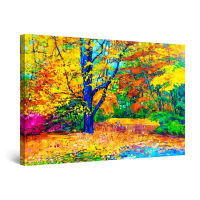 Obrázek produktu pro Startonight Obrázky Veselé barvy v lese - Obrazy na plátně Moderní umění - Stromy Obrazy na zeď XXL 80 x 120 cm, Obraz Den Noc