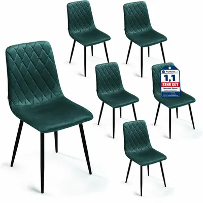 Produktbild von Lina® Elisia Esszimmerstuhl im modernen Design - Samt - Bequemer Stuhl für Ihr Esszimmer, hochwertiger Stoff, ergonomische Form - 6er Set - Grün, KI-generiertes Bild
