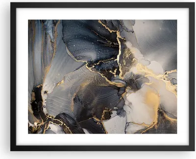 Produktbild von Gerahmtes Poster - Schwarzer Rahmen - Dunkel Abstraktion Gold - 50x40 cm - Wand Bild - Wanddeko - Wandbilder - Kunstposter - Wandposter - Bilderrahmen - Bilder - Kunstdruck - P2BAA50x40-4824