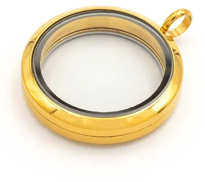 Produktbild von Vintageparts Glasmedaillon Edelstahl Schraubverschluss goldfarben 30mm zum Befüllen, 1 Stück