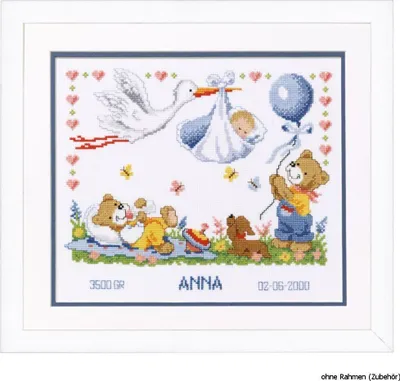 Produktbild von Vervaco Stickpackung Zählmuster "Storch bringt Baby"