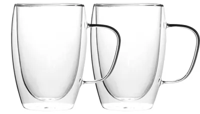 Produktbild von Thermogläser mit Henkel doppelwandig (2 x 350ml) Tassen aus Borosilikatglas