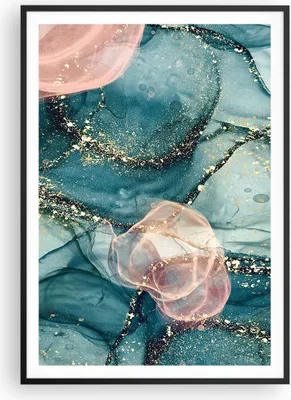 Produktbild von Gerahmtes Poster - Schwarzer Rahmen - Flüssigkeit Gold Rosa - 70x100 cm - Wand Bild - Wanddeko - Wandbilder - Kunstposter - Wandposter - Bilderrahmen - Bilder - Kunstdruck - P2BPA70x100-4817