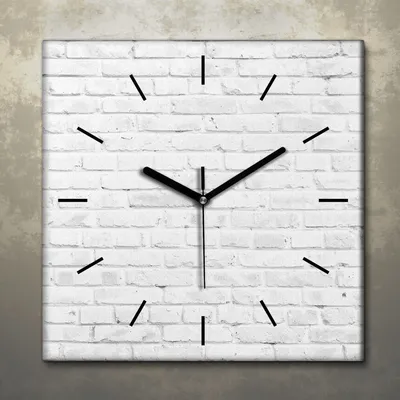 Produktbild von Wohnzimmer Leinwand Uhr Geräuschlos Küche 30x30 Ziegel, Motive, Wand, Textur, schwarze Zeiger