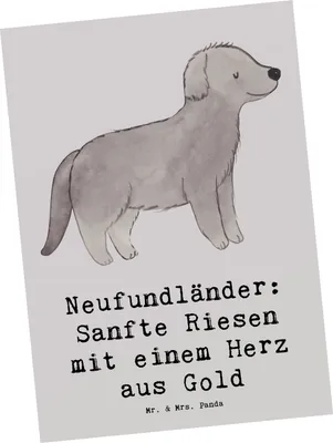 Produktbild von Mr. & Mrs. Panda Postkarte Neufundländer Liebe - Grau Pastell - Geschenk, Ansichtskarte, Hunderassen Vielfalt, Pflege, liebevolle Hunde, Hundeliebhaber, Motivkarte