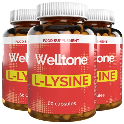 Immagine prodotto di Welltone L-lisina - 180 capsule (3 confezioni da 60 capsule), confezione da 3