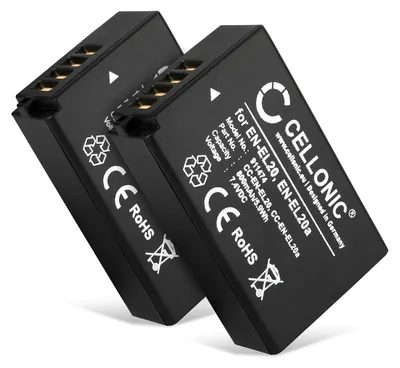Immagine prodotto di CELLONIC 2x Batteria per Fotocamera Compatibile con Nikon CoolPix P1000, Coolpix A, CoolPix P950, EN-EL20a – (800mAh, 7.4V)