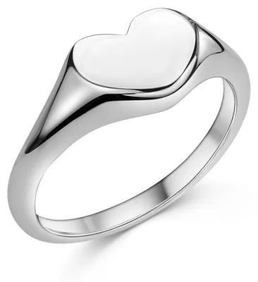 Produktbild von MATERIA by Matthias Wagner Siegelring Herz für Damen 925 Sterling Silber rhodiniert Größen 50 52 54 56 58 60 62 SR-182