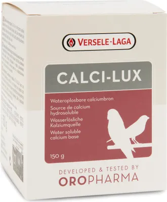 A product box for Versele Laga Oropharma Calci-lux.