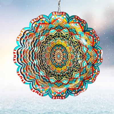 Zdjęcie produktu dla Windspiel Mandala, dekoracyjny element w kształcie gwiazdy, 30,5 cm, metalowy, trójwymiarowy, do zawieszenia, idealny do ogrodu, werandy lub tarasu