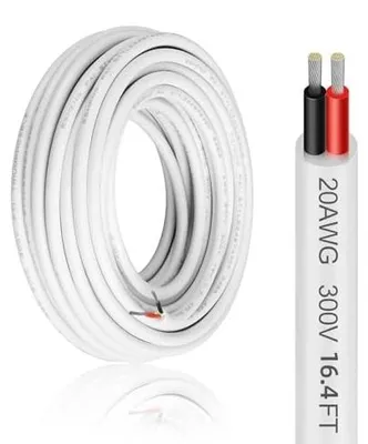 Zdjęcie produktu dla Kabel 2 żyłowy 2X0 5MM² biały 5M przewód elektryczny 20AWG