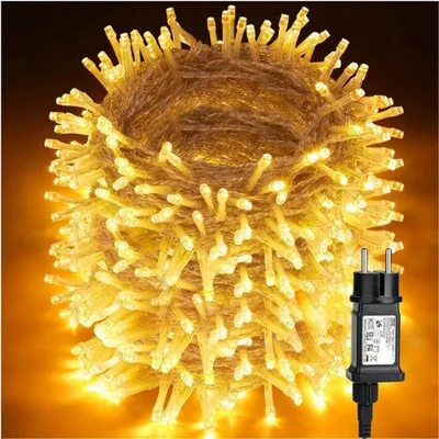 Obrázok produktu pre LED pouličné osvetlenie – 100 m – 1000 LED žiaroviek – teplá biela – 8 úrovní jasu – vodotesné – do interiéru aj exteriéru – vianočné osvetlenie – záhrada – párty – stromček – svadba – narodeniny