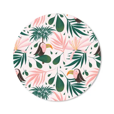 Produktbild von MuchoWow® Mauspad Mousepad Tukan - Blätter - Rosa 50x50 cm - Mousepads - Maus Mat - Pad - Mausunterlage - Vinyl