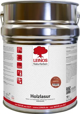 Produktbild von Wetterfeste Holzlasur für Außen 056 Nordisch Rot 10,00 Liter - offenporiger Holzschutz mit Filmschutz gegen Pilzbefall - für Fenster, Türen, Zäune & Pergolen - wasserabweisend, lasierend