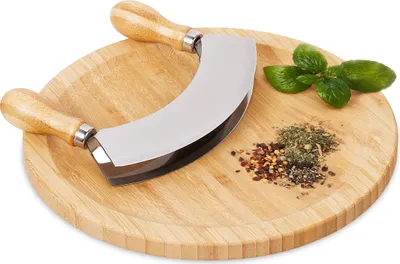 Produktbild von relaxdays Zweischneidiges Wiegemesser mit XL-Brett