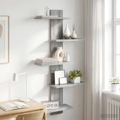 Obrázok produktu pre Maison Exclusive – Nástenná polica Sonoma, šedá, 48,5 x 15 x 101 cm, drevotrieska