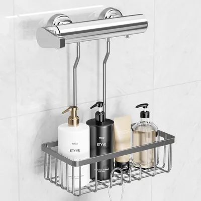 Immagine prodotto di Piatto doccia sospeso nero - Cestino doccia per shampoo e accessori