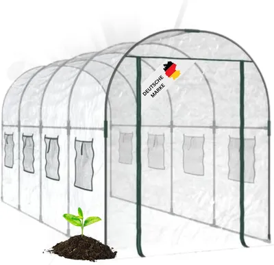 Produktbild von DELUKE® Gewächshaus Folientunnel GREGO mit Fenster | 188x161x398cm HxBxT | Foliengewächshaus Treibhaus Tomatenhaus Frühbeet Pflanzenhaus Gewächshaus Folie