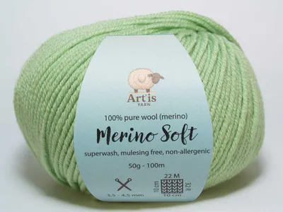 Obrázek produktu pro Merino Soft Art'is Yarn 100 % Vlna, bez mulesingu a superwash (50 g / 120 m) (129 světle zelená)