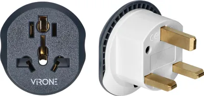 Zdjęcie produktu dla Uniwersalny adapter podróżny do gniazdek elektrycznych Virone - wtyczka UK, 250V, 13A, biały - grafitowy (TA-7)