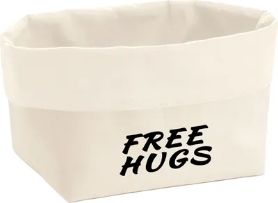 Produktbild von Huuraa Organizer Free Hugs Schriftzug 3 Liter Medium Canvas Baumwolle Utensilo Geschenkidee