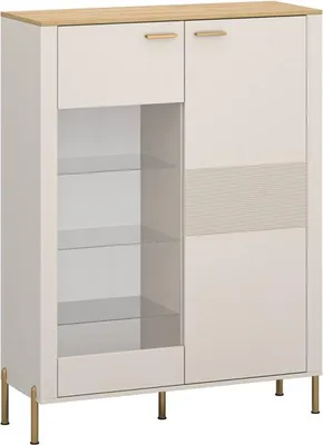 Produktbild von Kondela Niedrige Vitrine Runol 1D1W - Kaschmir / Steineiche