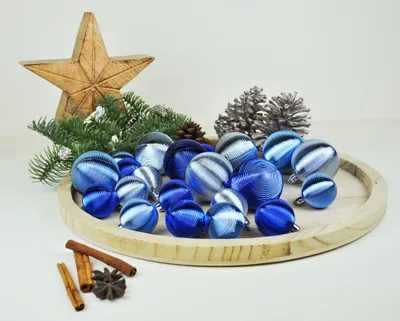 Produktbild von JACK by Inge 50x Kunststoff Kugeln Blau Christbaumkugeln Ø 4 + 6 cm + Haken Box