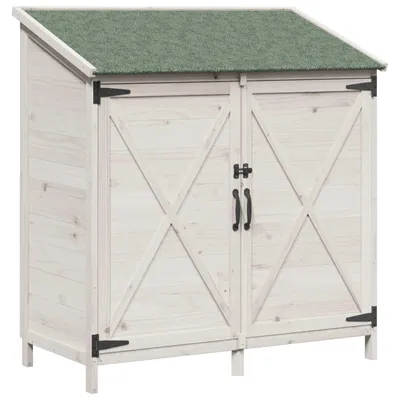 Image de Abri de jardin vidaXL blanc 106 x 56 x 113,5 cm en bois massif d'épicéa