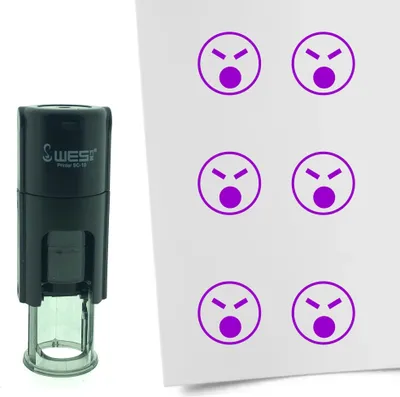 Immagine prodotto di Timbro CombiCraft Smiley Angry rotondo da 10 mm - inchiostro viola