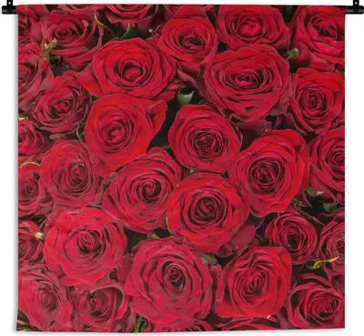Produktbild von MuchoWow® Wandteppich Wandbehang Rosen - Blumenstrauß - Rot 150x150 cm Tapisserie Dekoration Wandtuch - Wohnaccessoires - Modernes