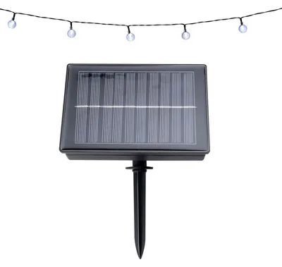 Obrázek produktu pro Grundig Solar Power Light String 9 M - 50 světelných pohádkových světel se solárním panelem - Teplé bílé světlo - 8 režimů - Černá barva