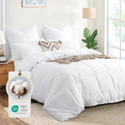 Produktbild von PolkaHome® Bettwäsche 200x200 Kissenbezug 80x80 Baumwolle Weiß