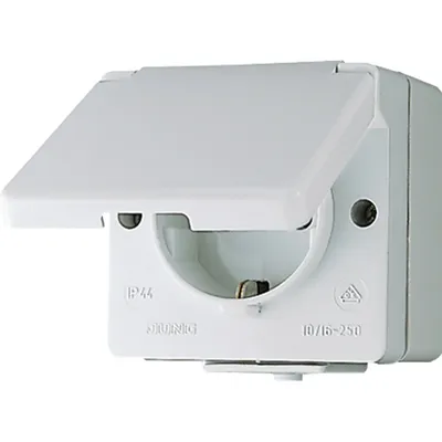 Produktbild von JUNG WG600 Aufputz 620WX 1 fach Steckdose grau IP44