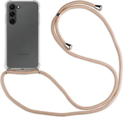 Zdjęcie produktu dla Smycz do telefonu Samsung Galaxy S26+ z etui i paskiem w kolorze beżowym/brązowym