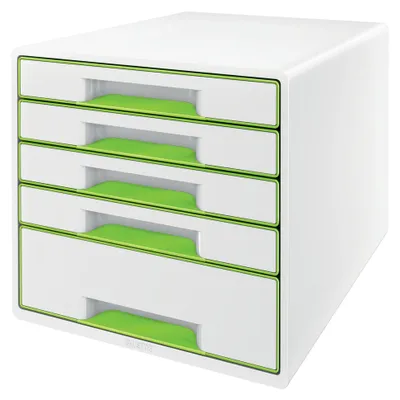 Produktbild von Leitz Schubladenbox WOW CUBE 52142054 5Schubfächer weiß/grün