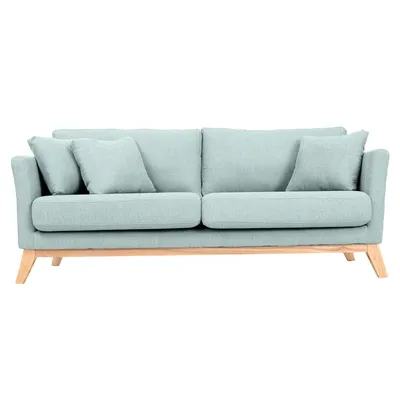 Produktbild von Miliboo - Sofa skandinavisch 3 Plätze Hellblau Holzbeine OSLO