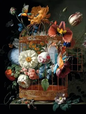 Produktbild von Glasbild Birds And Flowers GLA2708 60x80 cm
