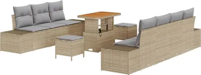 Zdjęcie produktu dla vidaXL Zestaw sof ogrodowych 10 szt. beżowo-jasnoszary 90 x 55 x 71 cm