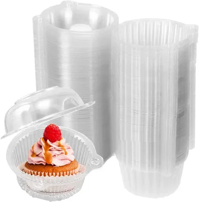 60 transparente Cupcakedosen 11,5 cm mit Deckel