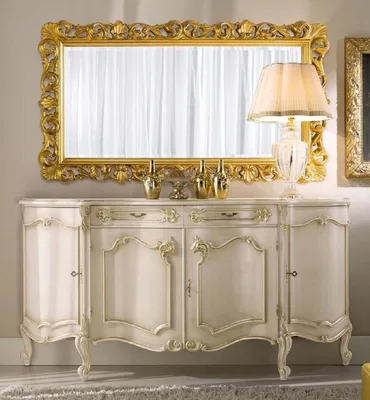 Obrázok produktu pre Casa Padrino luxusný barokový set nábytku krémová / zlatá - 1 barokový príborník a 1 barokové nástenné zrkadlo - Barokový nábytok - Luxusná kvalita - Vyrobené v Taliansku