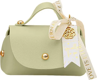 Produktbild von Verpackung Box Ribbon Bow Griff Design Handtasche Form Faux Leder Hochzeit Gefallen Geschenk Candy Bag Haushalt Zubehör-Grün ,Größen:S