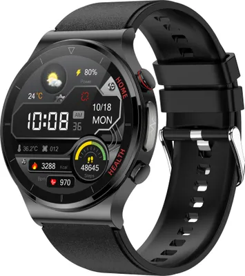 Produktbild von （Leder Schwarz）E300 Präzise Blutdruckuhr mit Pulsuhr Schlafmonitor, lange Bereitschaft, tragbares Handgelenk-Blutdruckmessgerät Smart Watch