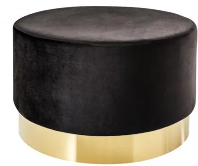 Image de Casa Padrino Tabouret rond design noir / or l. 55 x h. 35 cm - Meubles de salon