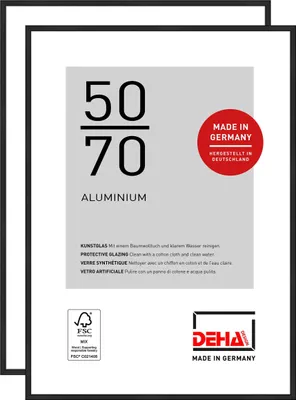 Zdjęcie produktu dla Ramka na zdjęcia DEHA Design Boston (zestaw 2 sztuk), 50x70 cm, aluminium czarny mat