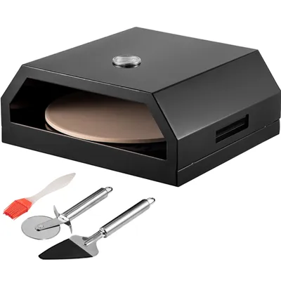 Immagine prodotto di Forno per pizza VEVOR BBQ, 42 x 37 x 19 cm, forno per pizza da esterno 24-232 ℃, forno a gas con piastra in pietra da 30,5 cm, forno per pizza da giardino, kit di montaggio, forno per pizza con griglia, acciaio inossidabile nero, forno a legna, forno a pietra