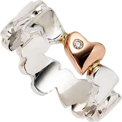 Produktbild von JOBO Damen Ring 585 Gold Weißgold Rotgold 1 Diamant Brillant 0,01ct. Goldring Größe 56